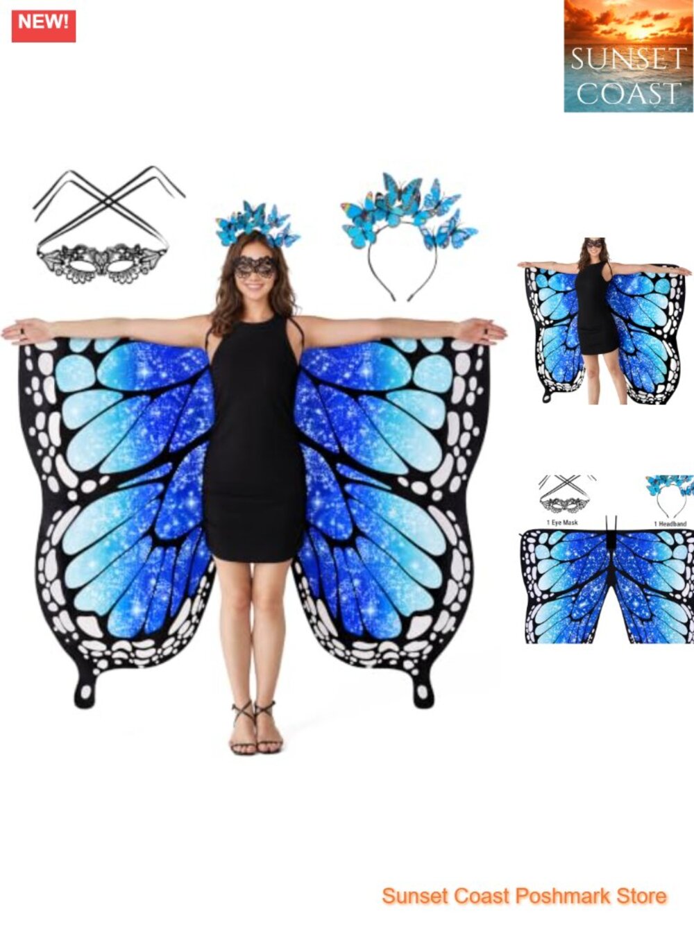 Butterfly Wings Costume Adult Chiffon Halloween Cosplay Fairy